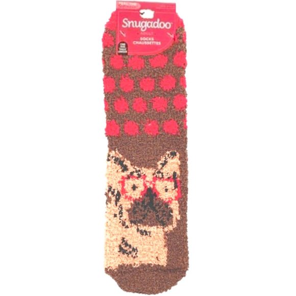 Accessories - *3/$15* Fuzzy Dog with Glasses Slipper Socks